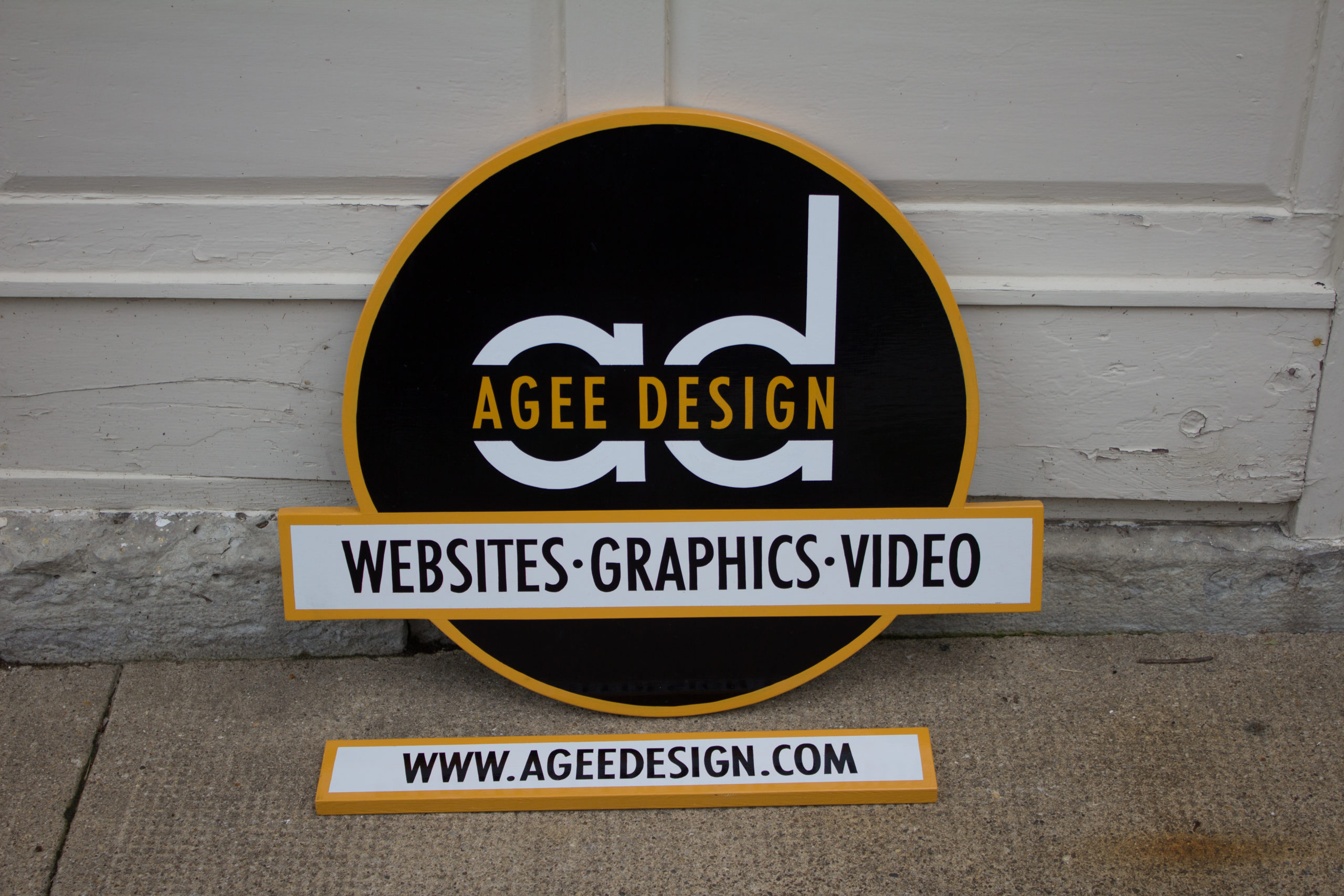 Agee Design sign is nearly completed