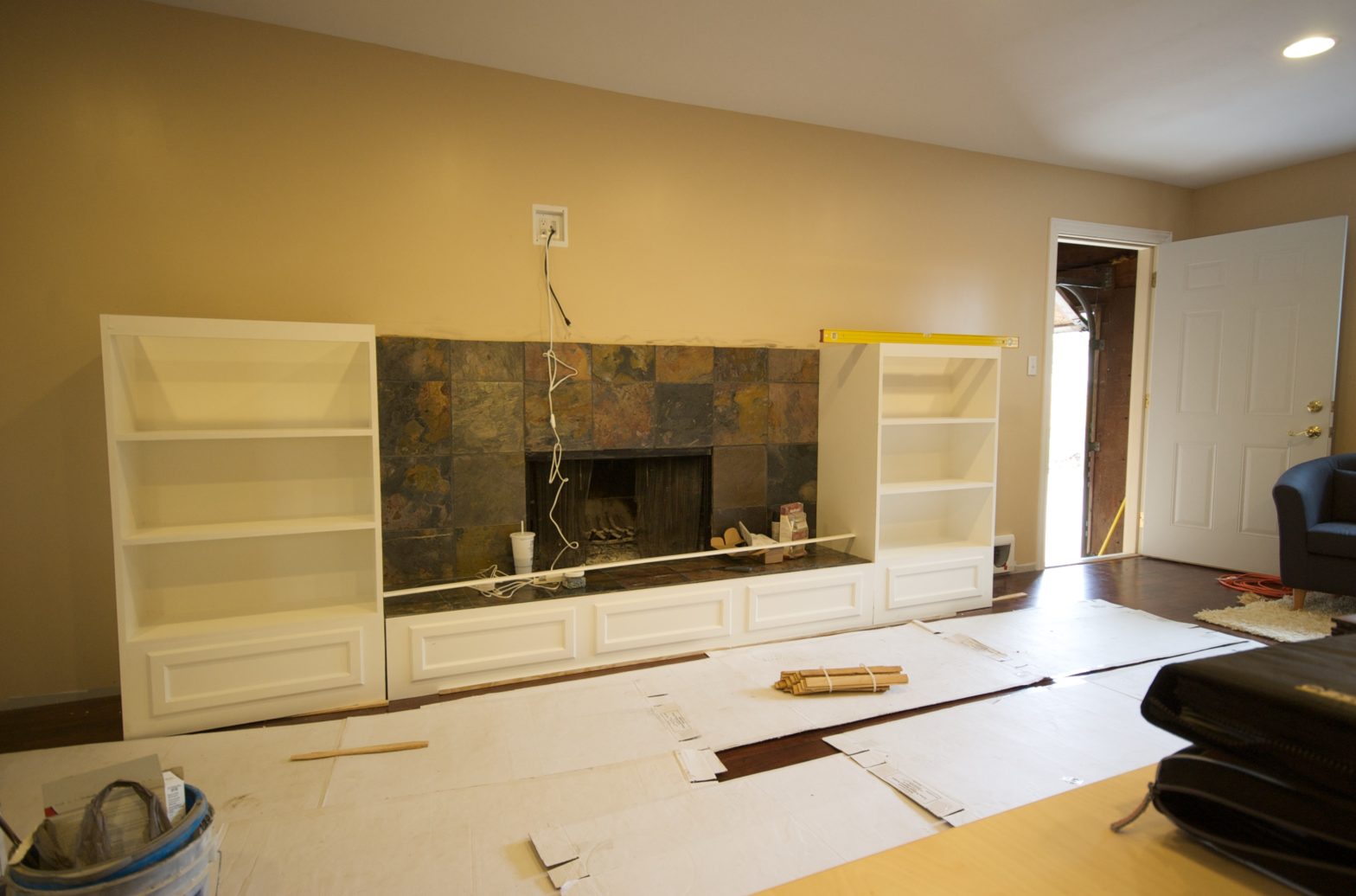 Fireplace bookcases are going in!