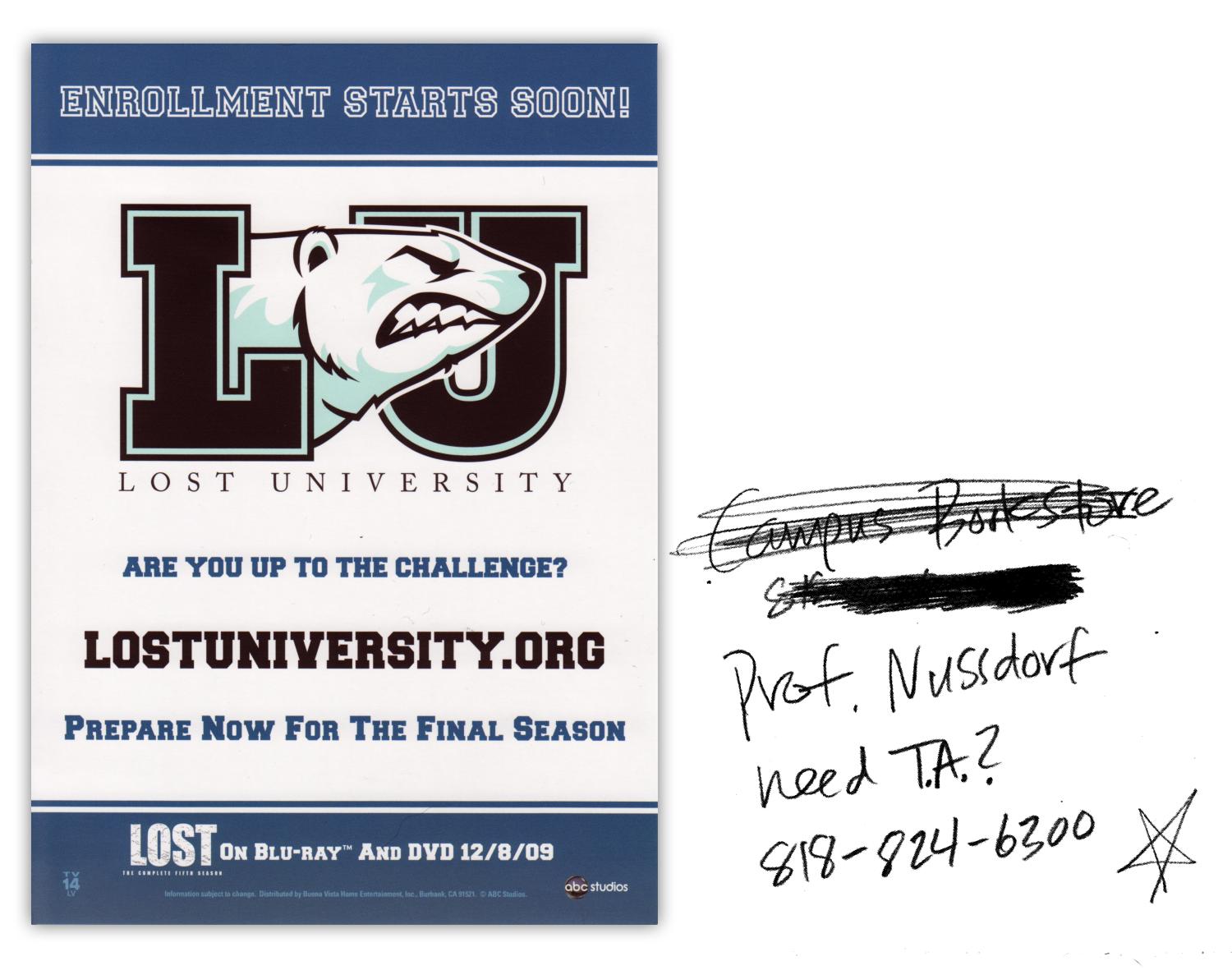 LOST University card (Comic-Con 2009)