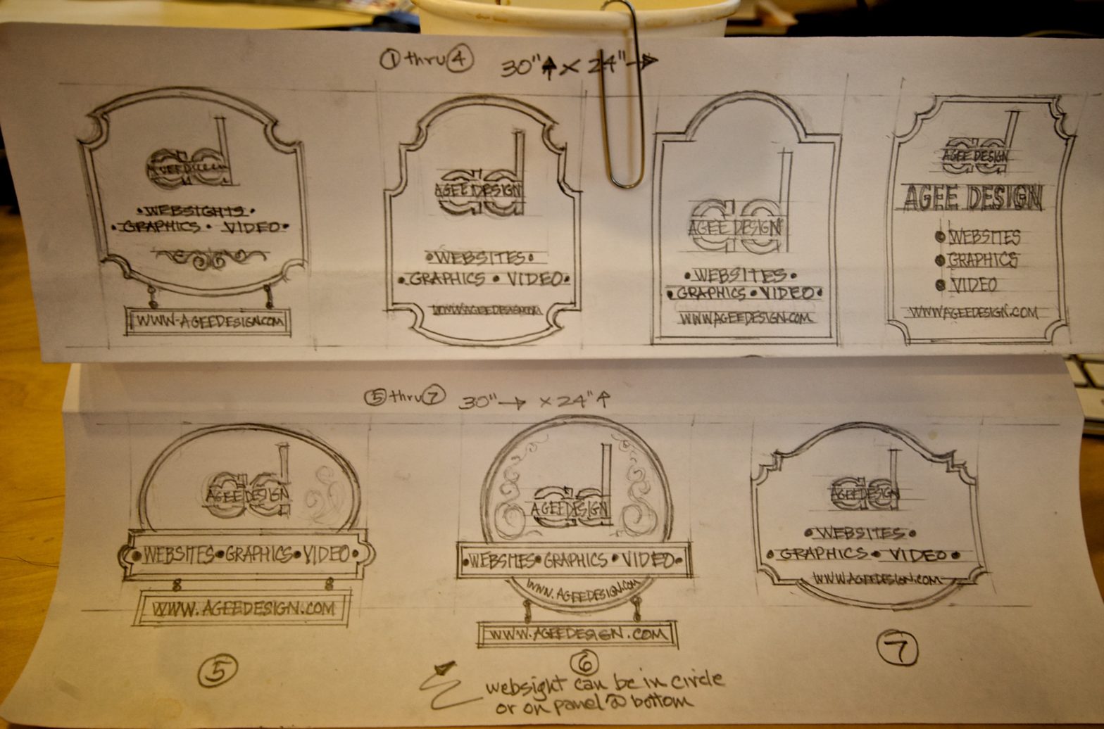 Agee Design sign concept sketches