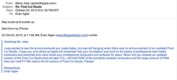 My email from Steve Jobs!