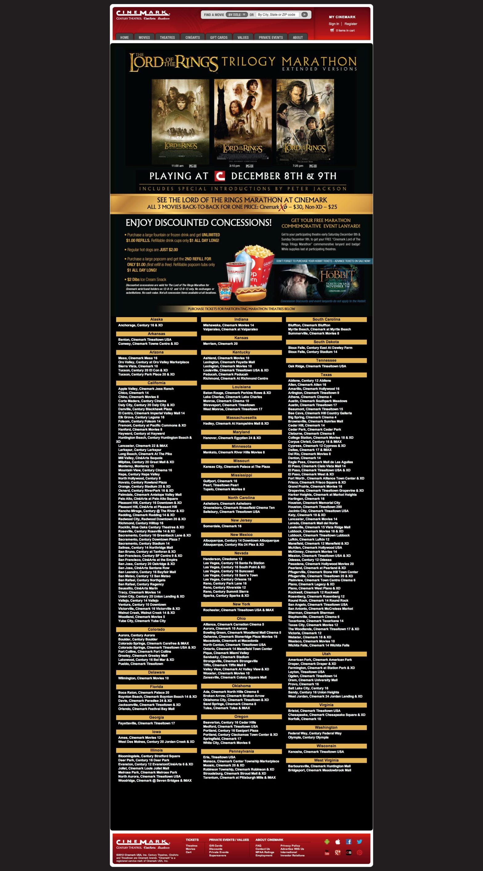 Cinemark – Cinemark Lord Of The Rings Trilogy Marathon