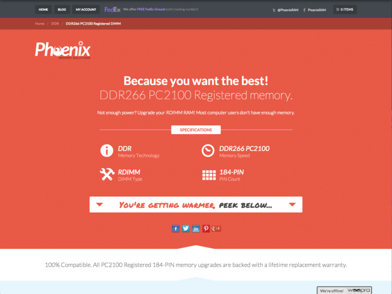PhoenixRAM.net Interior Page